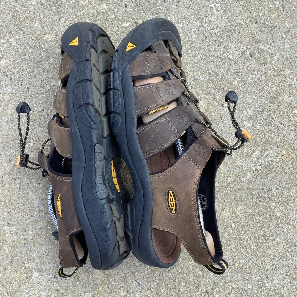 Keen Newport Premium Mens 14 Brown Leather Waterproof Hiking Sandals 1001870